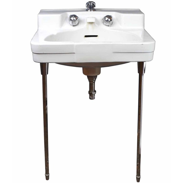 1950s Wall Mount Sink With Chrome Legs For At 1stdibs 1950s Wall Mount Sink With Chrome Legs For