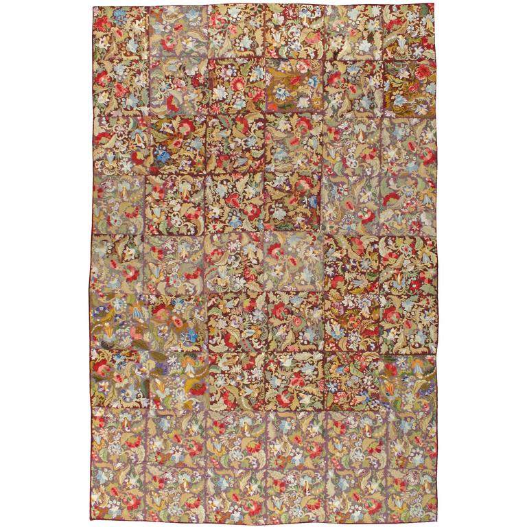 Antique English Needlepoint Rug For Sale at 1stdibs