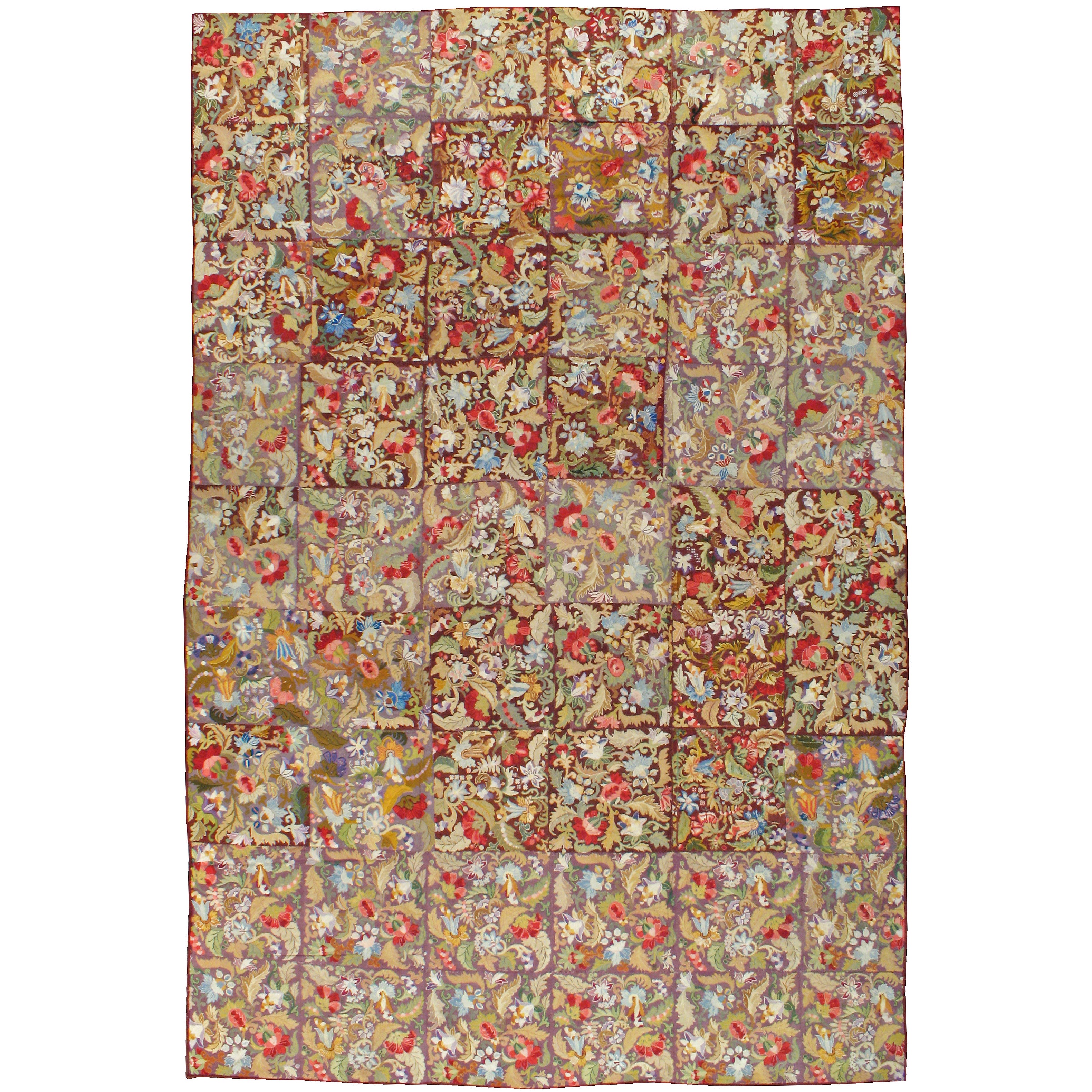 Antique English Needlepoint Runner Rug For Sale at 1stDibs