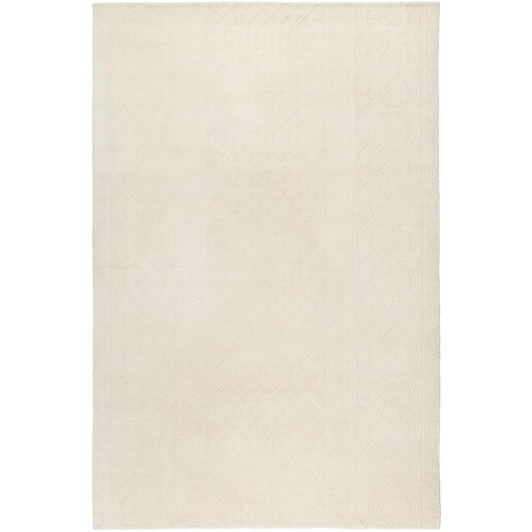 Cable Knit Grey Hand Knotted 6x4 Floor Rug In Wool By Thom Browne Cable Knit White Hand Knotted 6x4 Floor Rug In Wool By Thom Browne