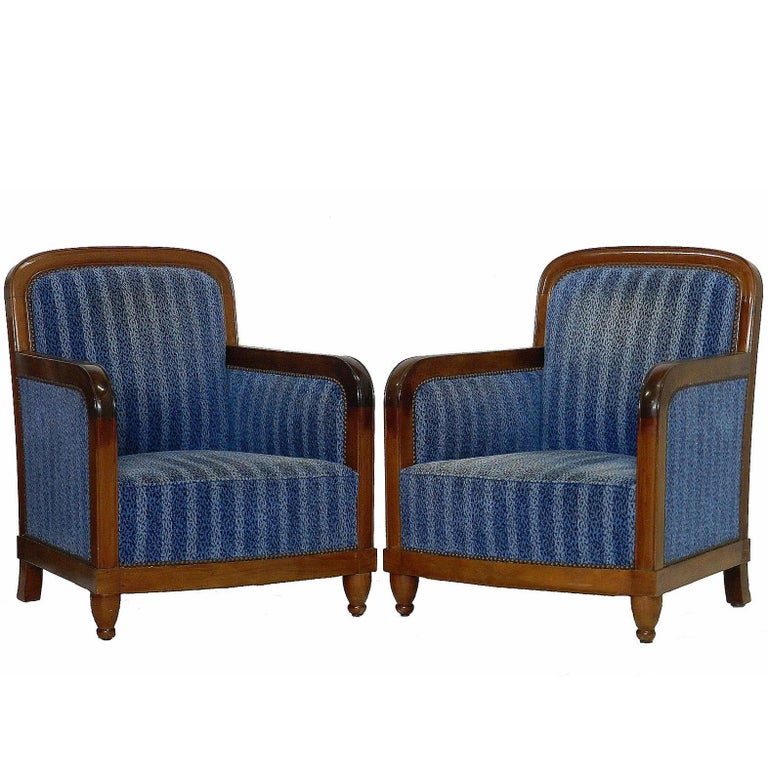 Antique French Art Deco Club Chair Circa 1940 Through Country Trader Pair Of Art Deco Club Chairs French Two Armchairs Circa 1930