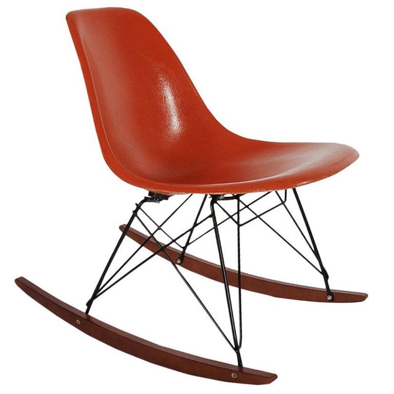 Mid Century Modern Rocking Chair By Charles Eames For Herman Miller Mid Century Modern Rocking Chair By Charles Eames For Herman Miller In Orange