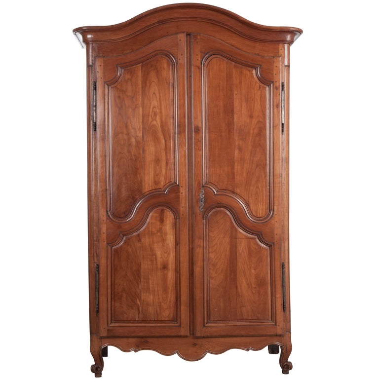 19th Century French Cherry Wood Armoire with 4 drawers For Sale at 1stdibs