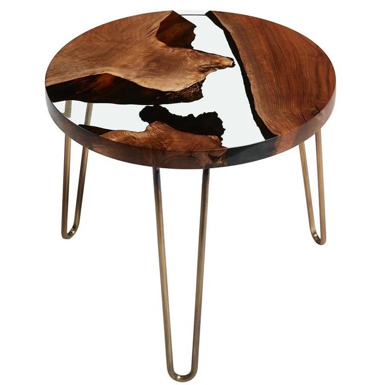 Hudson 60 Epoxy Resin Coffee Table Walnut And Side Hudson 60 Epoxy Resin Coffee Table Walnut And Side Clear For