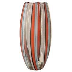 Modern Colored Vase in Murano's Handblown Glass "Perles" by Salviati