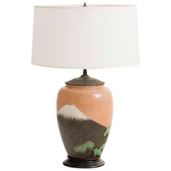 Japanese Matte Glaze Arts and Crafts Pottery Lamp