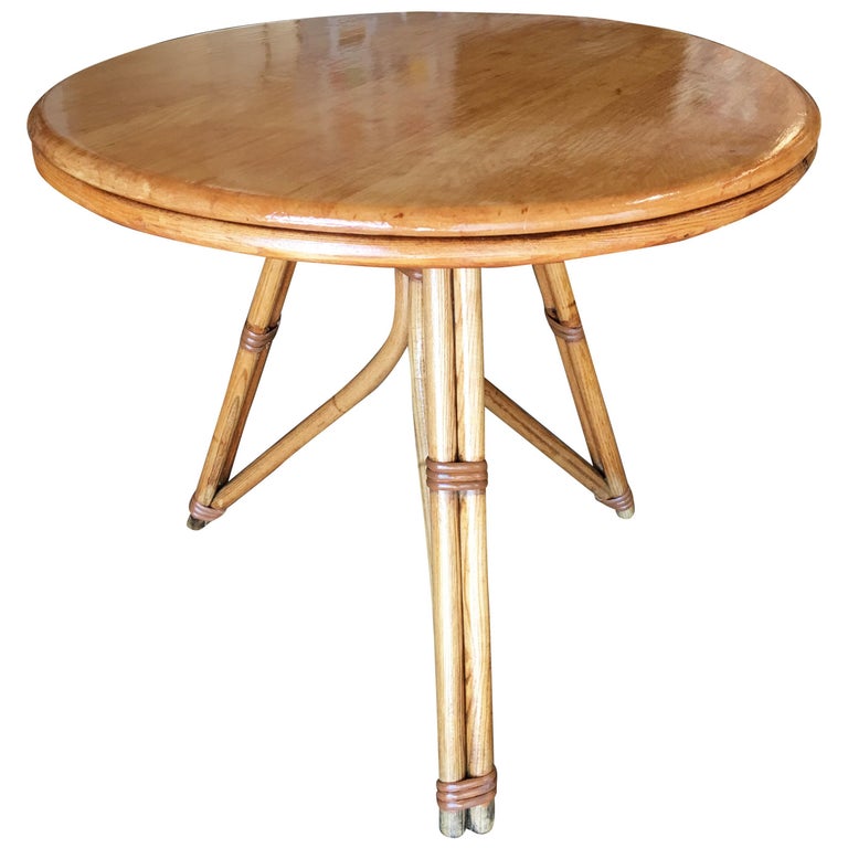 Red Round Tripod Leg Rattan Childs Dining Table With Mahogany Red Round Tripod Leg Rattan Childs Dining Table With Mahogany Top For