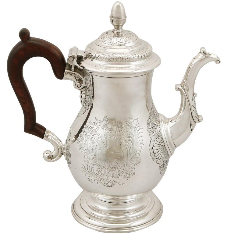 Antique English Sterling Silver Coffee Pot by James Dixon and Sons