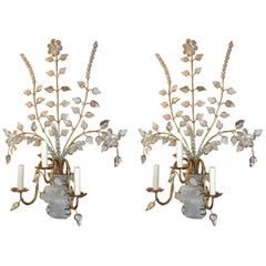 Large Sconces with Rock Crystal