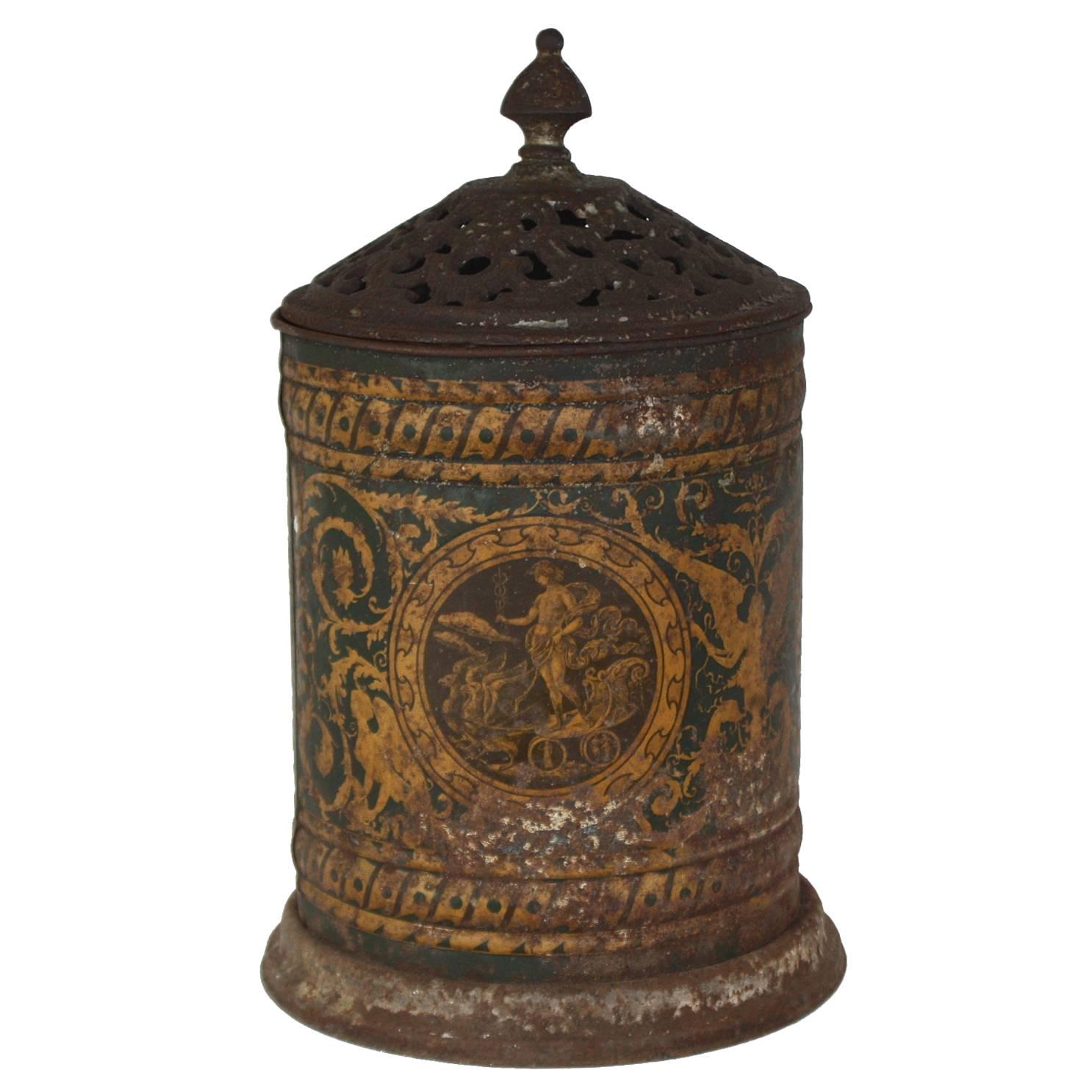 19th Century Dark Blue and Gold Tole Incense Burner For Sale