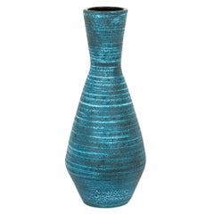 Vase en céramique bleu Accolay, signé France, années 1960