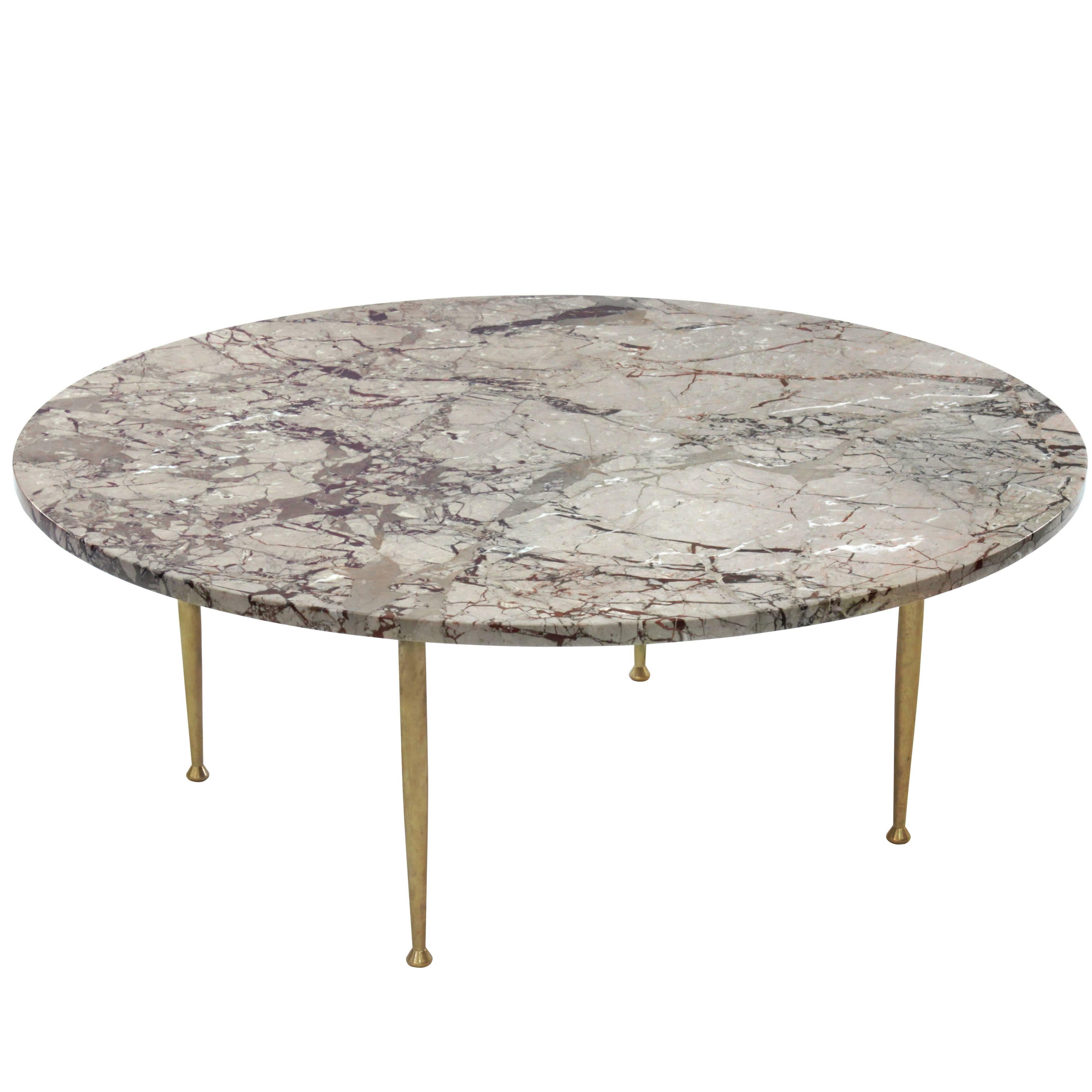 Elegant Coffee Table in Marble with Brass Legs