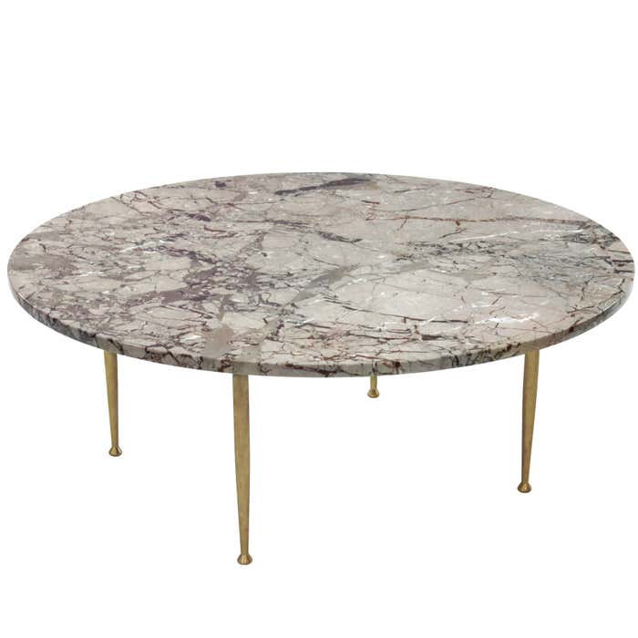 Elegant Coffee Table in Marble with Brass Legs For Sale at 1stDibs ...