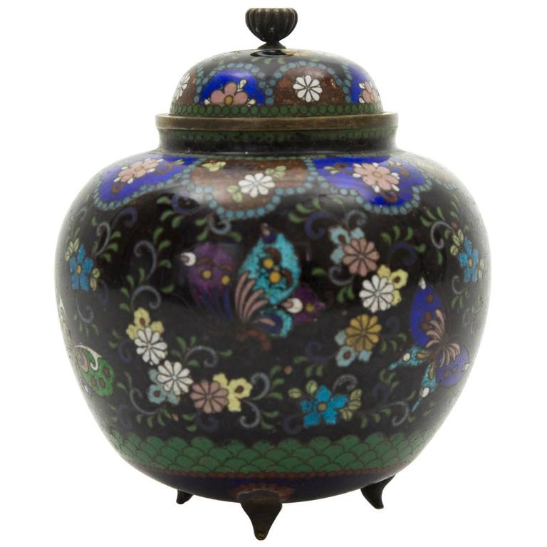 19th Century Japanese Cloisonné Ginger Jar For Sale at 1stdibs