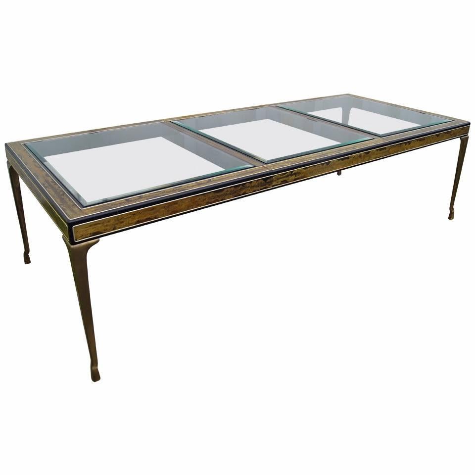 Acid-Etched Brass and Lacquer Dining Table by Bernhard Rohne for Mastercraft