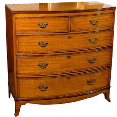 English Mahogany Crossbanded Bow-Front Five-Drawer Commode, circa 1840