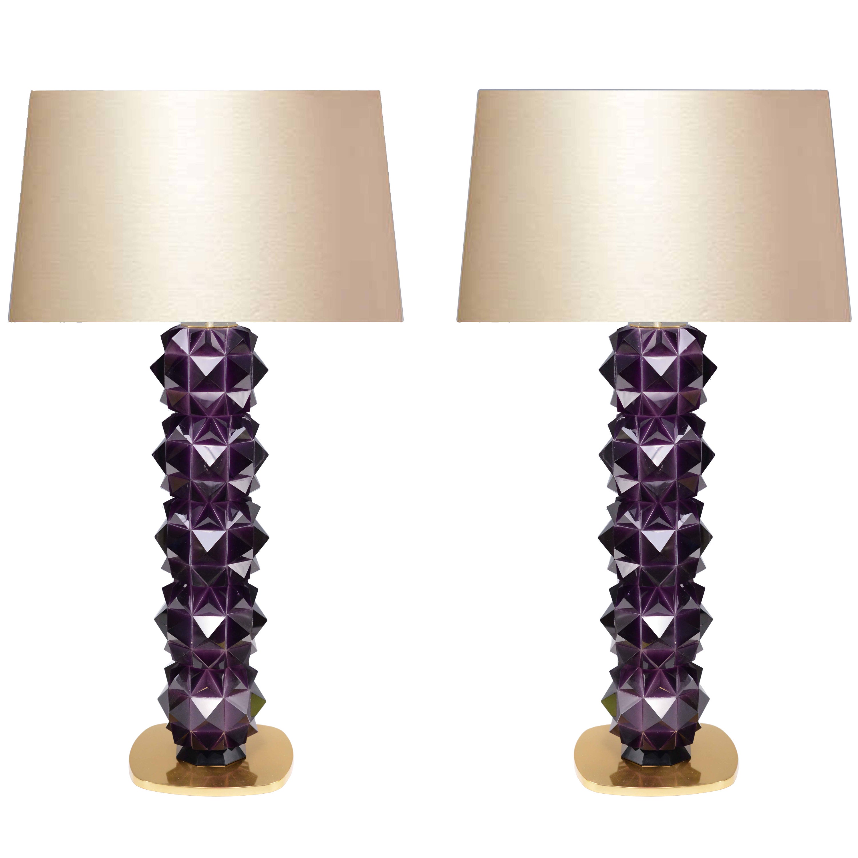 Pair of Faceted Amethyst Quartz Crystal Lamps at 1stDibs