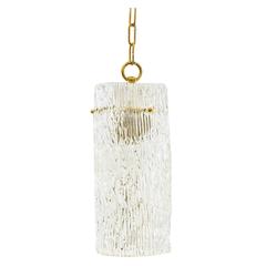 Large J.T. Kalmar Tube Glass and Brass Pendant 1