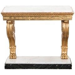 Table Console Swedish Gilded Carrara Marble Top Empire Neoclassical Sweden