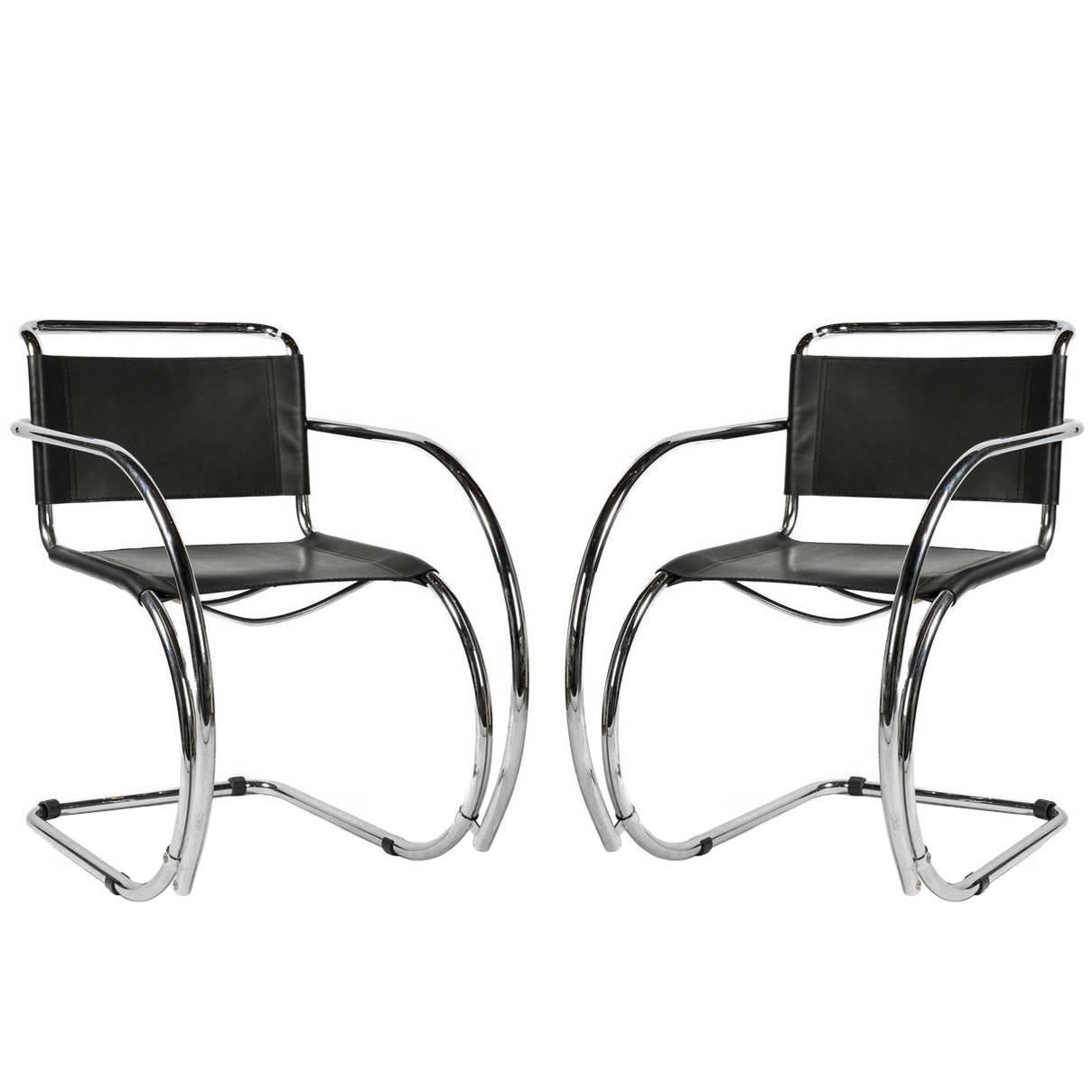 Pair of MR Arm Chairs by Mies Van der Rohe