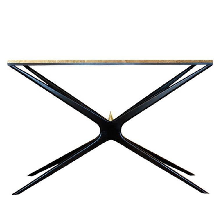 Gazelle Collection Marble-Top Ebonized Console Table
