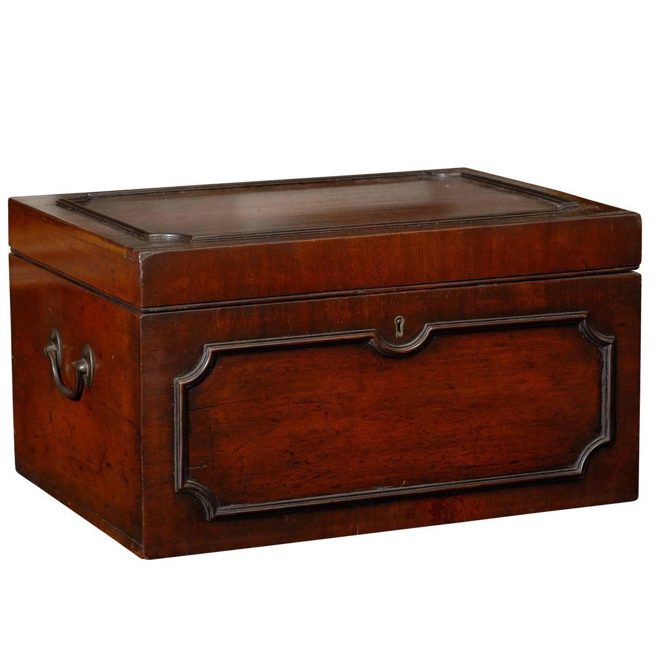 18th Century English Early Georgian Mahogany Box with Original Handles For Sale