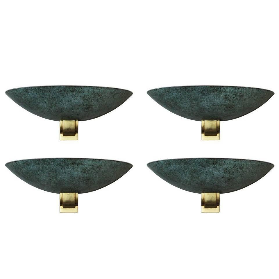 Set of Four Large Bronze Sconces Attributed to Perzel, 1950