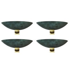 Set of Four Large Bronze Sconces Attributed to Perzel, 1950