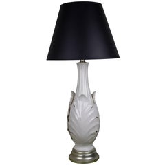 Elegant American 1940s White Ceramic Table Lamp