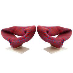 Pierre Paulin Ribbon Chairs Upholstered with Jack Lenor Larsen Fabric