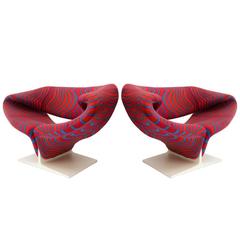 Pierre Paulin Ribbon Chairs Upholstered with Jack Lenor Larsen Fabric