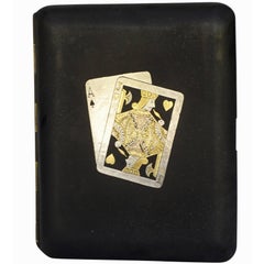 Rare Pre-War Japanese Damascene Playing Cards Cigarette Case