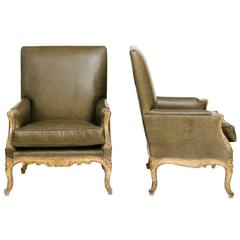 Pair of 19th Century French Louis XV Style Bergères 1