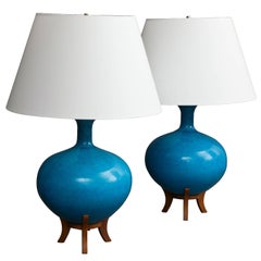 Pair of Large Mid-century Ceramic Table Lamps by Frederick Cooper