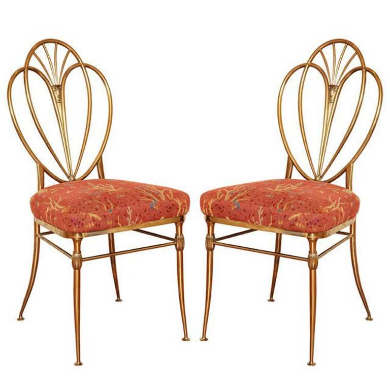 Set of 2 1960s Chiavari Brass Chairs