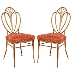 Set of 2 1960s Chiavari Brass Chairs