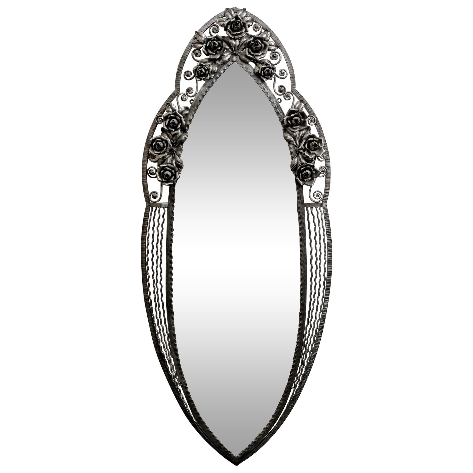 French Art Deco Wrought Iron Mirror For Sale at 1stDibs