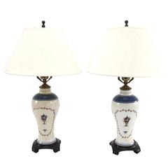 Antique Pair of 18th Century Chinese Porcelain Lamps