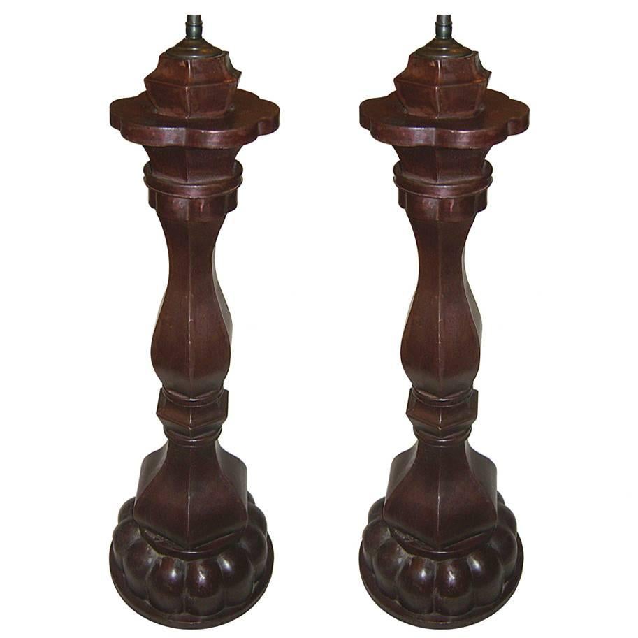 Large Tole Candle Stick Lamps For Sale
