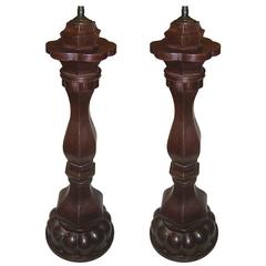 Large Tole Candle Stick Lamps