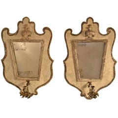 19th Century Pair of Antique Element Mirror Sconces