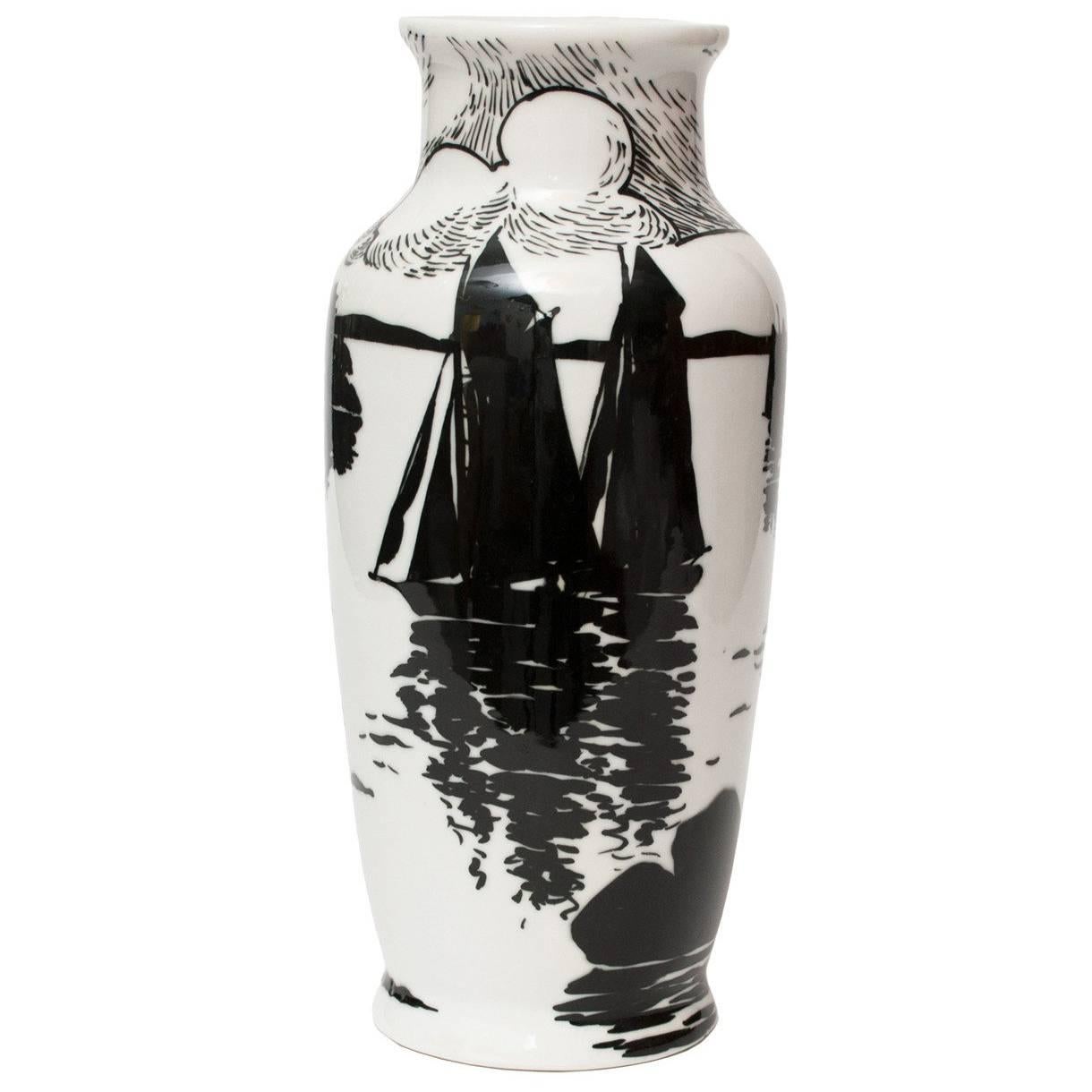 Swedish Art Deco Porcelain Vase by Algot Eriksson, for ALP, Lidkoping
