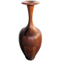 Vintage Large-Scaled French Mid-Century Laminated and Turned Wooden Urn