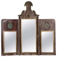 Antique 18th Century Italian Triptych Mirror or Three-Part Folding Mirror