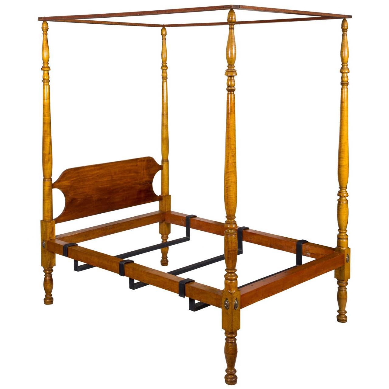 Federal Tiger Maple Bed, New England, circa 1820