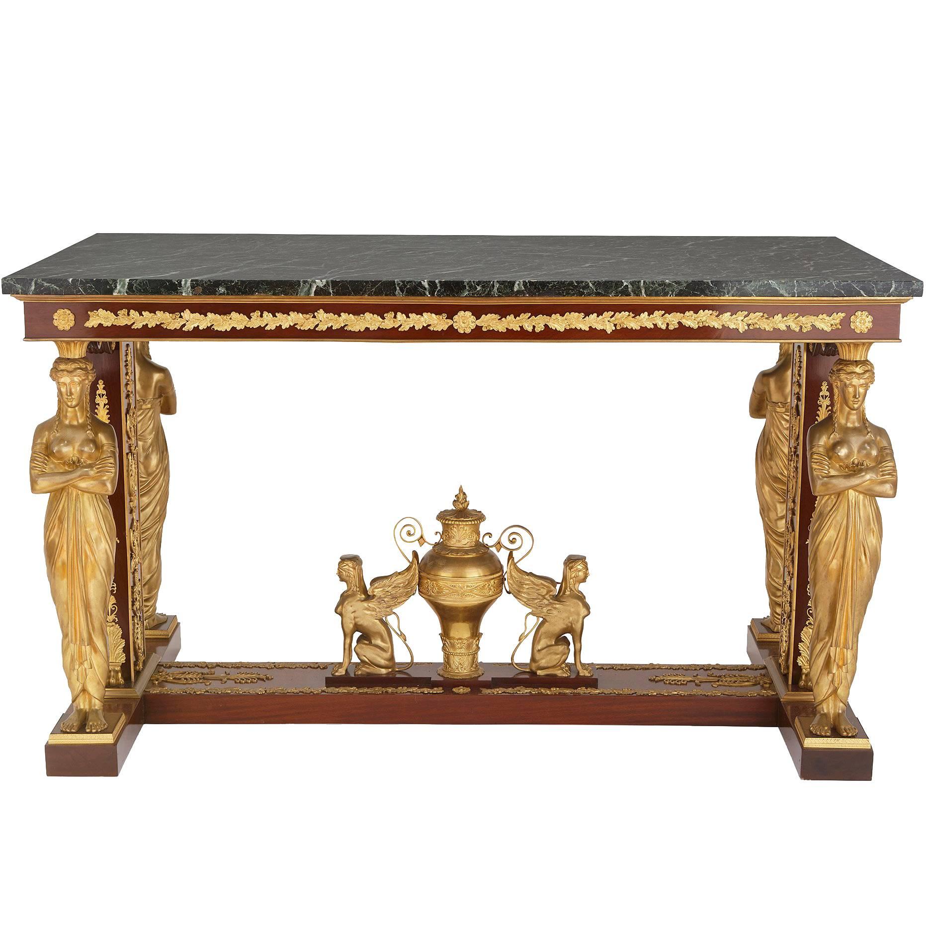 Empire Style Rectangular Ormolu-Mounted Mahogany Centre Table For Sale
