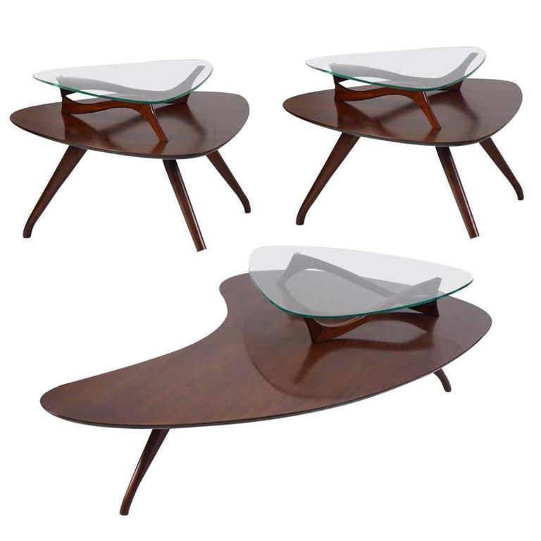 MidCentury Modern Living Room Three Table Set For Sale at 1stDibs