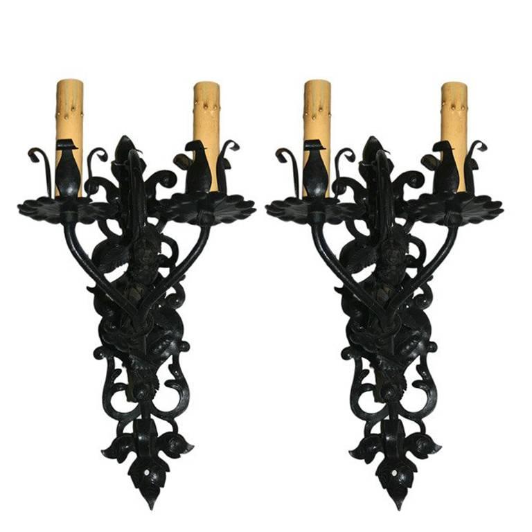 Foliage Wrought Iron Sconces