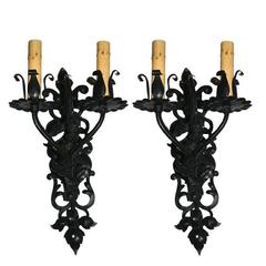 Vintage Foliage Wrought Iron Sconces