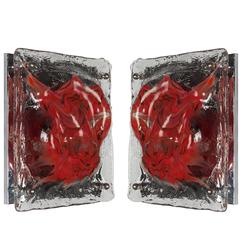 Hand-formed Art Glass Sconces by Italian Glassmaker La Murrina